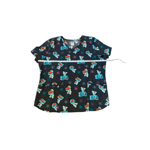 Disney Other - Disney Frozen Olaf Scrub Top Womens XL Grey V-Neck Medical Uniform Snowflakes
